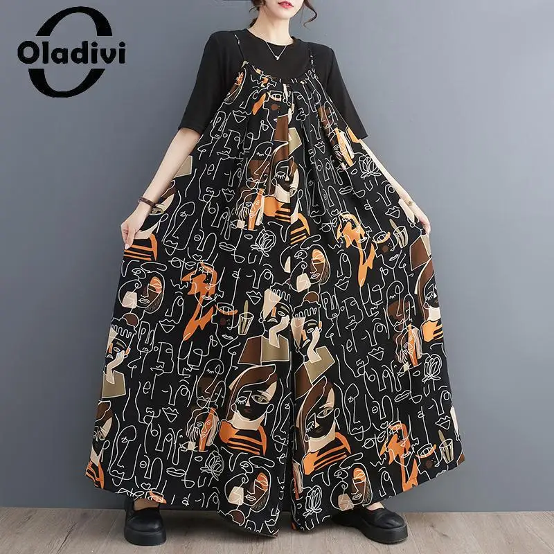 

Oladivi Large Size Women Sleeveless Overalls 2023 Summer New Casual Loose Oversized Jumpsuits Ladies Big Playsuits Bottoms 3696