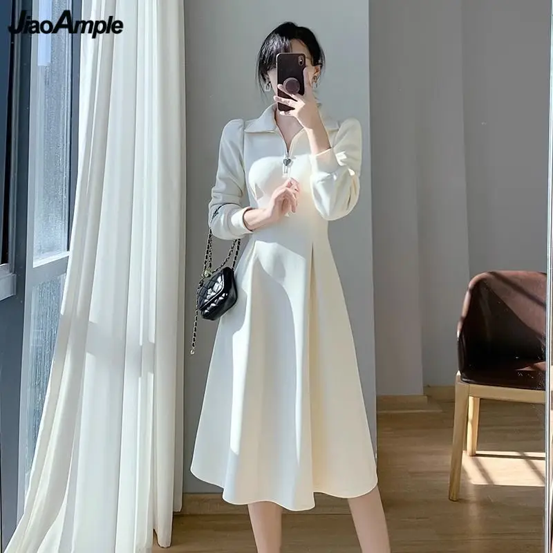 Women Spring Autumn Polo Collar Midi Dress Pure Color Sports Casual Long Sleeve Dresses 2023 Korean Lady Simple Joker Clothing
Women Spring Autumn Polo Collar Midi Dress Pure Color Sports Casual Long Sleeve Dresses 2023 Korean Lady Simple Joker Clothing