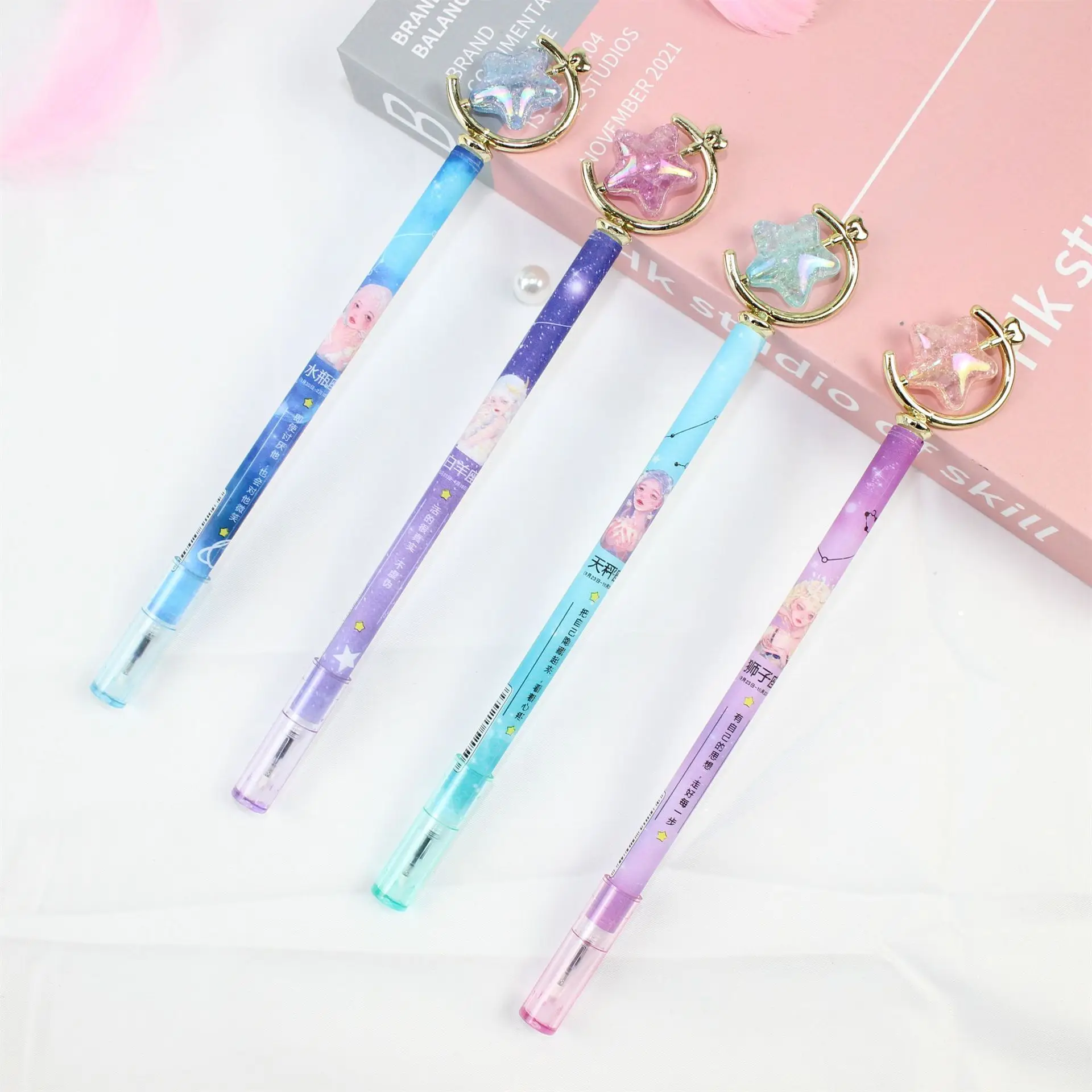 20Pcs Stars Beads Gel Pen Star Transfer Beads Student Signature Pen 0.5mm Black Ink Ball Pens Cute Stationery
20Pcs Stars Beads Gel Pen Star Transfer Beads Student Signature Pen 0.5mm Black Ink Ball Pens Cute Stationery