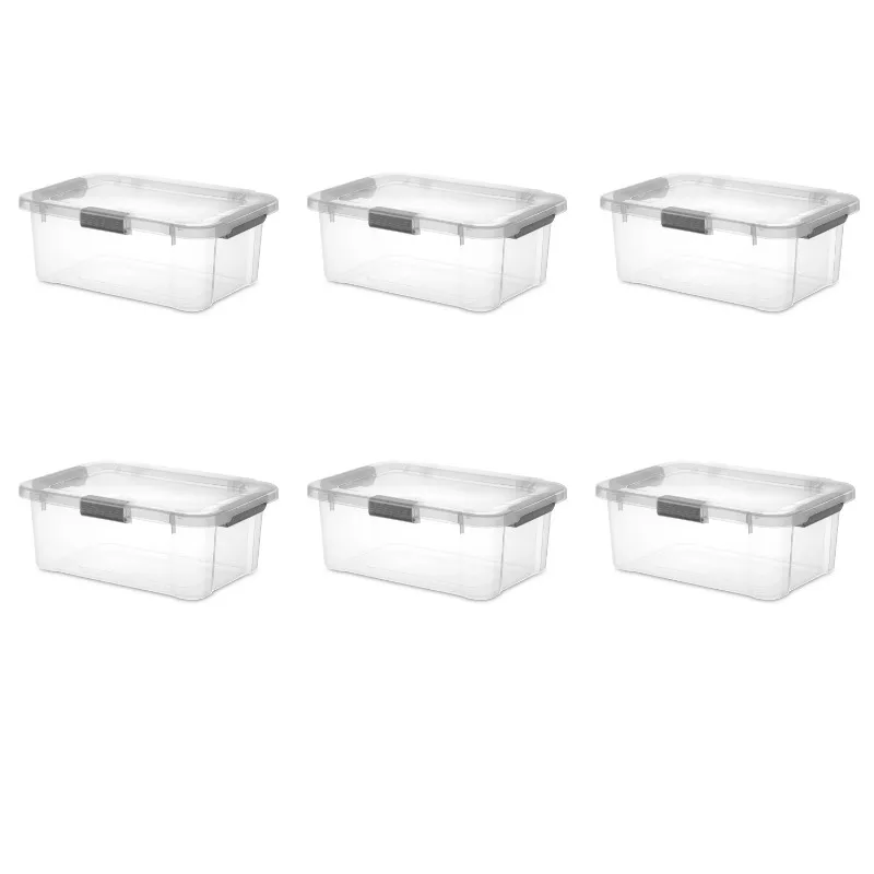 

20 Qt HingeLID Storage Box Plastic, Flat Gray, Set of 6