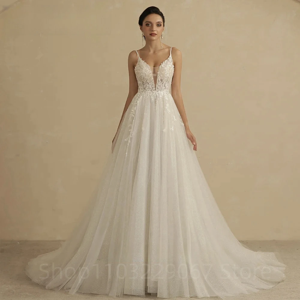 2023 A Line Lace Wedding Dresses For Women Deep V Neck Spaghetti Straps Boho Bridal Party Gown فستان حفلات الزفاف Robe De Mariée
2023 A Line Lace Wedding Dresses For Women Deep V Neck Spaghetti Straps Boho Bridal Party Gown فستان حفلات الزفاف Robe De Mariée