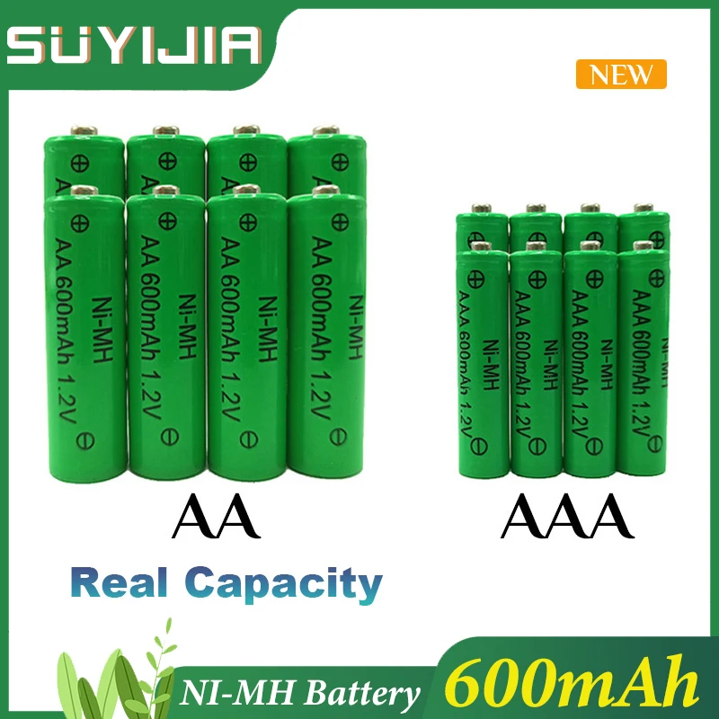 

1.2V 2-20pcs AAA+AA Battery 600mAh NI-MH Rechargeable Battery for Toys Game Console Flashlight MP3/MP4 LED Electric Shaver
