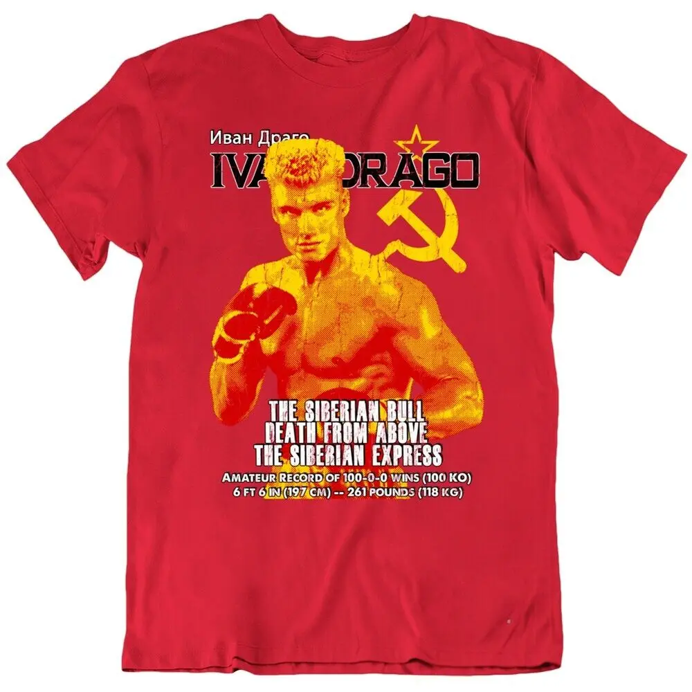 Vintage Boxing Movie Soviet Russian Boxer Ivan Drago T-Shirt 100% Cotton O-Neck Short Sleeve Casual Mens T-shirt Size S-3XL
Vintage Boxing Movie Soviet Russian Boxer Ivan Drago T-Shirt 100% Cotton O-Neck Short Sleeve Casual Mens T-shirt Size S-3XL