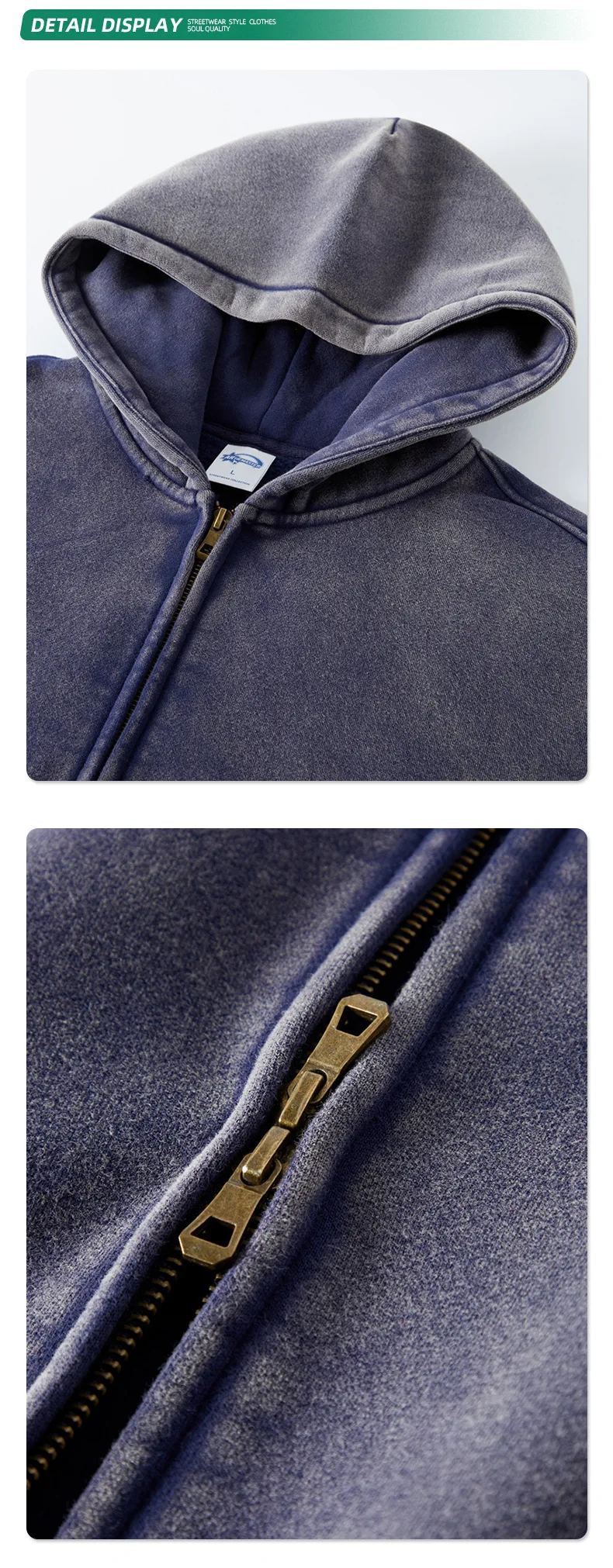 IEFB Men's Wear Wax Printing Vintage Male Hoodies Oversized Loose Zipper Water Washed Plush Sweatshirt Trendy New 9C9349 76 S47826ba8251747c691388c4505ff6f30L