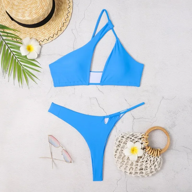 Women Sexy Bikini Set Biquini Ladies One Shoulder Hollow Out Swimsuit Female Two Piece High Waist Solid Color Swimwear 2024
Women Sexy Bikini Set Biquini Ladies One Shoulder Hollow Out Swimsuit Female Two Piece High Waist Solid Color Swimwear 2024