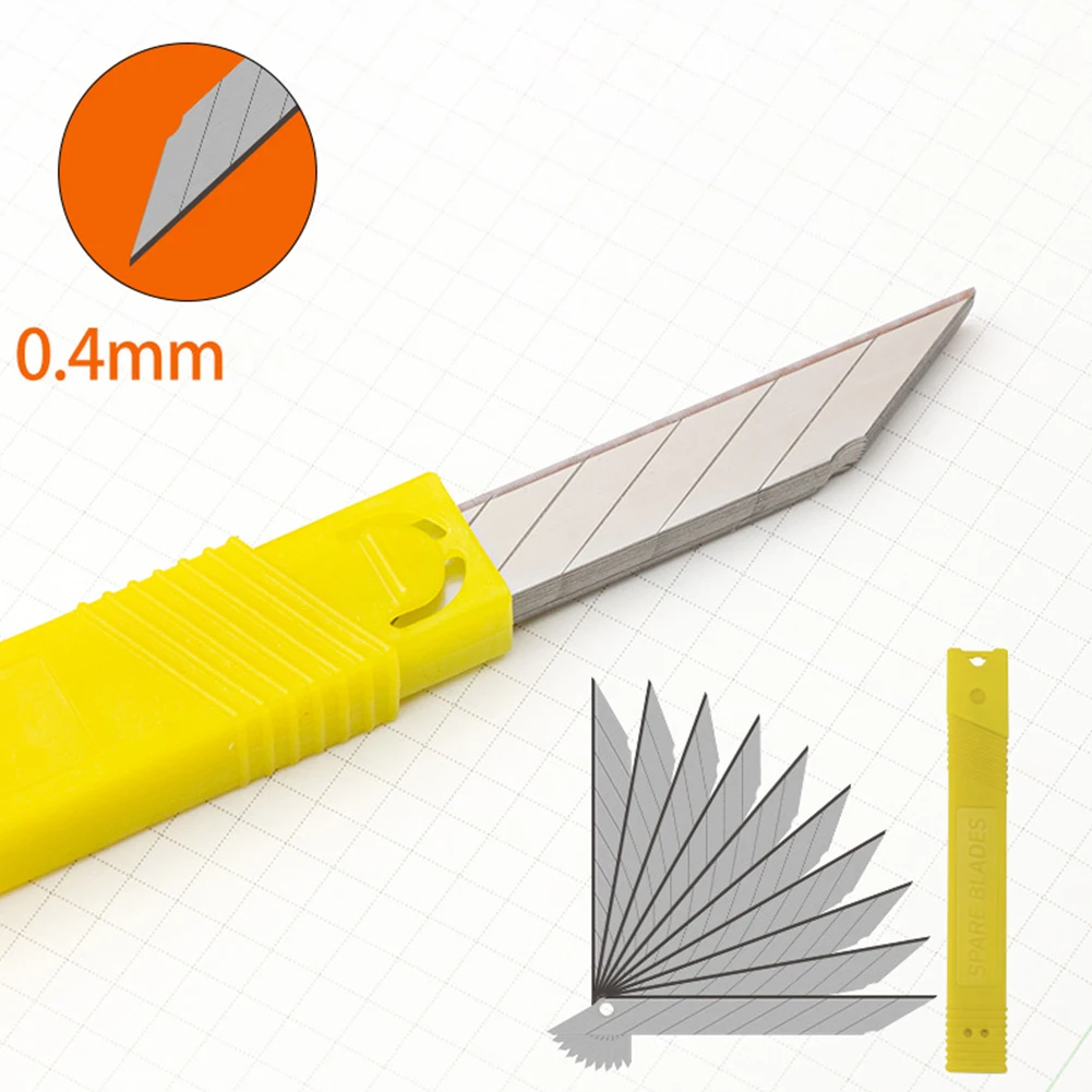10Pcs Retractable Box Cutter 9mm 30 Degree Art Blade Utility Tool Carbon Steel Self-Locking General Replacement Cutting Tools
10Pcs Retractable Box Cutter 9mm 30 Degree Art Blade Utility Tool Carbon Steel Self-Locking General Replacement Cutting Tools