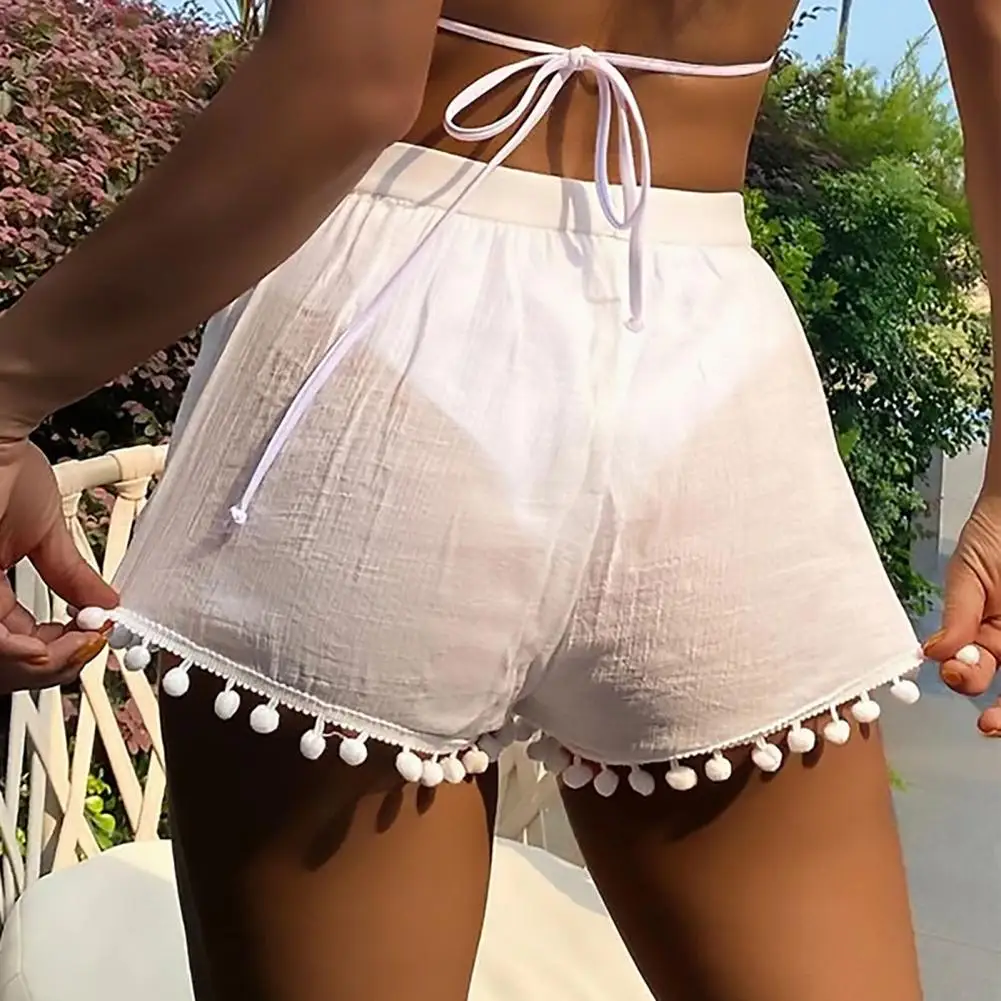 Women Beach Shorts See-through Thin Elastic Waist Quick Dry Plush Ball Decor Bikini Cover-up Shorts Summer Sport Jogging Shorts
Women Beach Shorts See-through Thin Elastic Waist Quick Dry Plush Ball Decor Bikini Cover-up Shorts Summer Sport Jogging Shorts