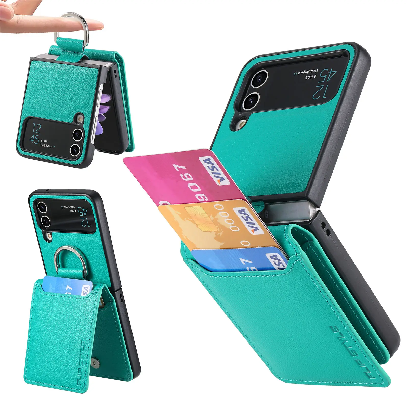 

Антибликовый кожаный чехол-кошелек для Samsung Galaxy Z Flip 4 Flip5 Flip4 Flip 3 5 Flip3 Zflip4, чехол для телефона с отделением для карт