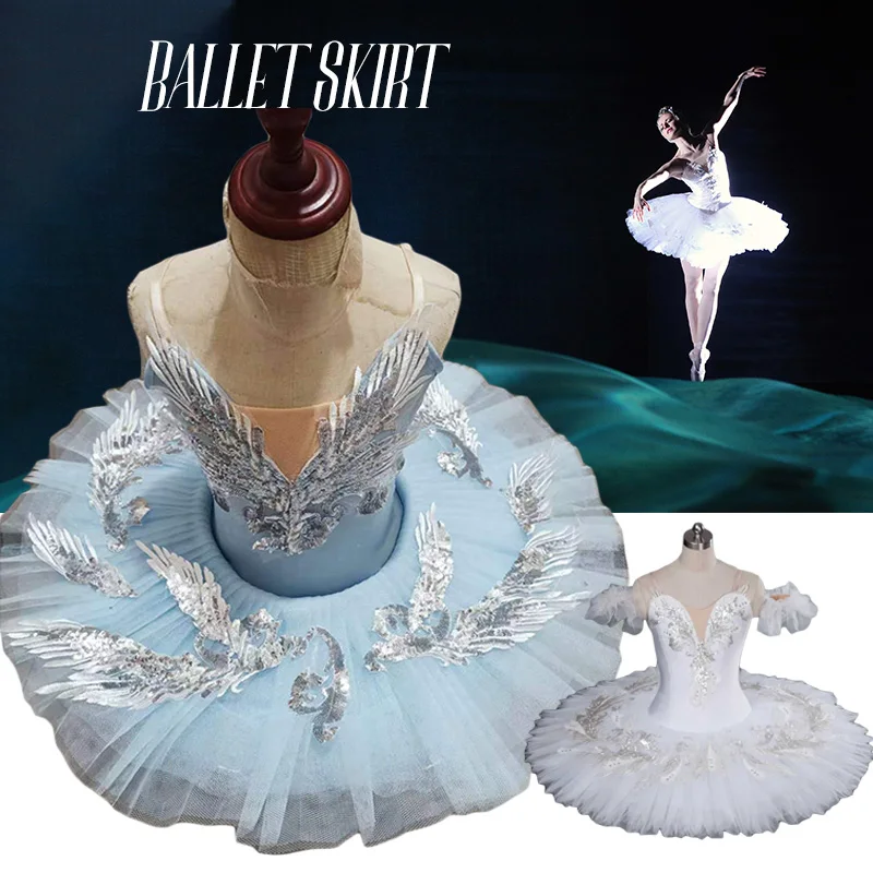 

Classic Professional Ballet Tutu Adult White Blue Swan Lake Pancake Tutu Ballerina Party Dance Costume Ballet Dress Girls Women