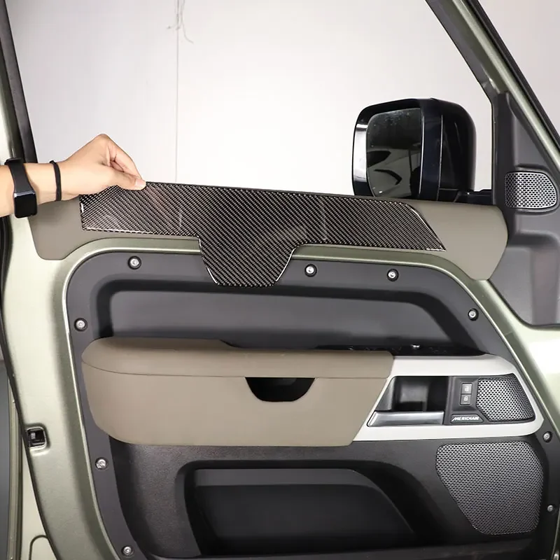 

Мягкая карбоновая наклейка на переднюю панель автомобиля для Land Rover Defender 90 110 130 2020-24, внутренний подлокотник двери, боковая панель, отделка, стикер, автомобильные аксессуары