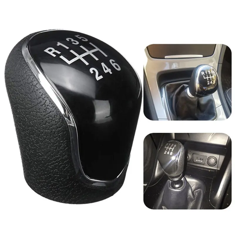 

New 5/6 Speed Gear Shift Knob for FORD Mondeo Mk4 S-Max C-Max Focus Mk2 Kuga Leather Shifter Lever Arm Headball Car Accessories