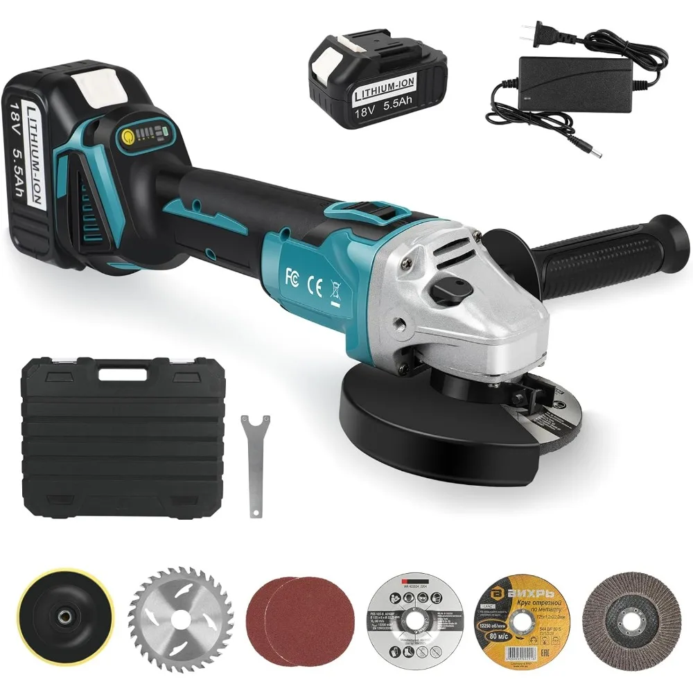 ARyee Cordless Angle Grinder Kit, 4-1/2 Inch Power Angle Grinder 9000 RPM Brushless Motor with 5.5Ah Battery & Fast Charger, Adj
ARyee Cordless Angle Grinder Kit, 4-1/2 Inch Power Angle Grinder 9000 RPM Brushless Motor with 5.5Ah Battery & Fast Charger, Adj