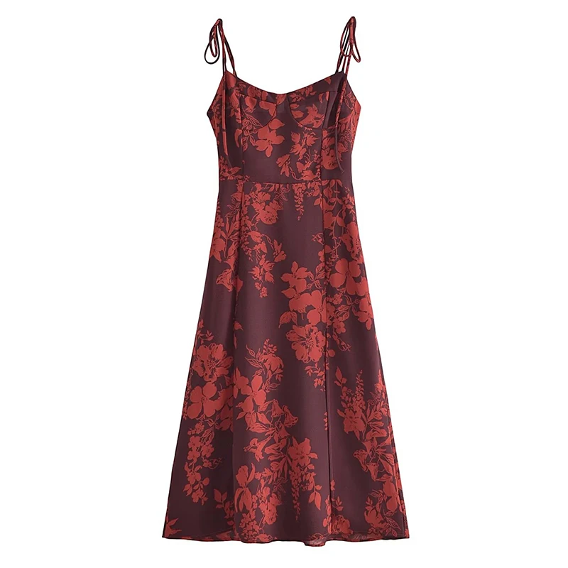 Summer Women French Style Print Slits Sling Dress Holiday Party Female Chiffon Robe
Summer Women French Style Print Slits Sling Dress Holiday Party Female Chiffon Robe