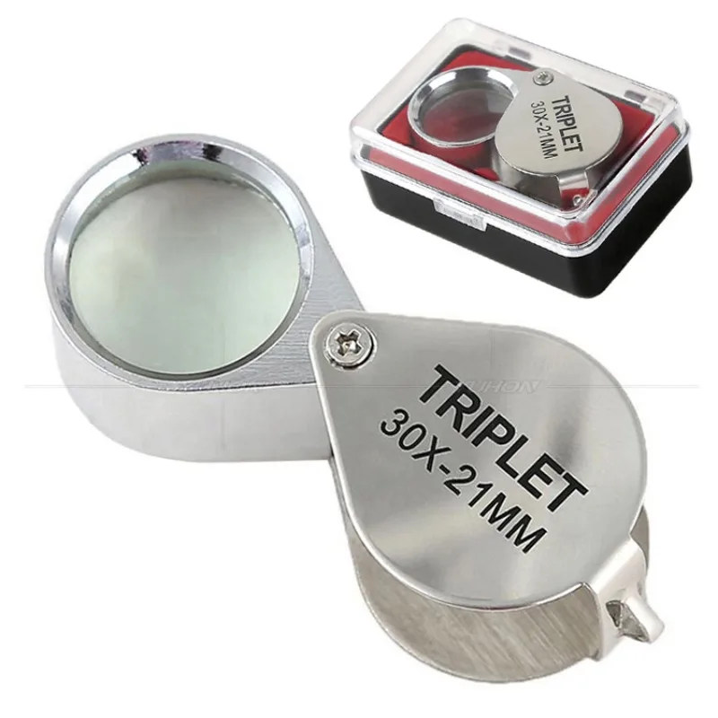 

Pocket Jewelry Loupe 10x-30x 21mm Jewelers Diamond Eye Magnifying Glass Magnifier Metal Tools For Coins Gems Stamps Watches