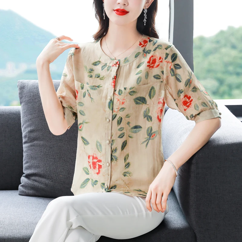 Summer Fashionable England Style Literature Round Neck Cotton Ramie Single-breasted Loose Printed Women Clothing Shirt Top T501
Summer Fashionable England Style Literature Round Neck Cotton Ramie Single-breasted Loose Printed Women Clothing Shirt Top T501