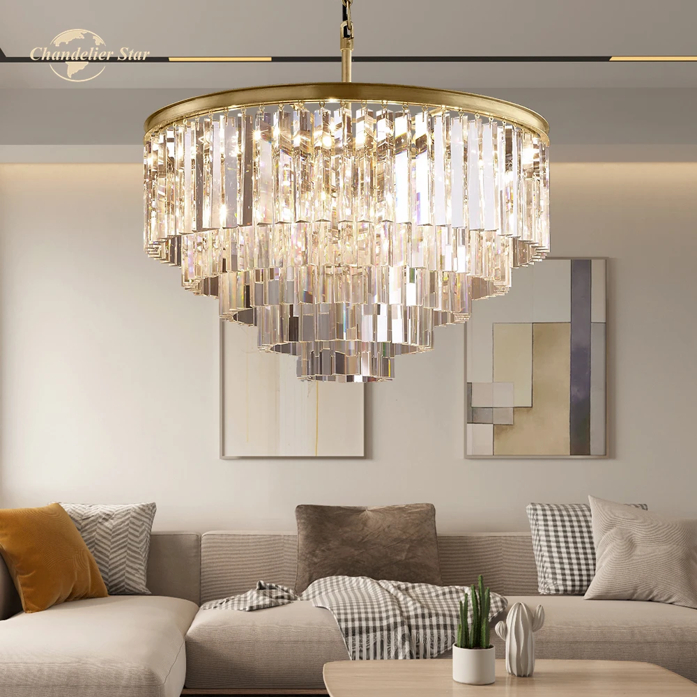 1920s Odeon LED Chandeliers Modern Round Brass Clear Smoky K9 Crystal Lamps Lustre Bedroom Living Room Indoor Lights Fixture
1920s Odeon LED Chandeliers Modern Round Brass Clear Smoky K9 Crystal Lamps Lustre Bedroom Living Room Indoor Lights Fixture