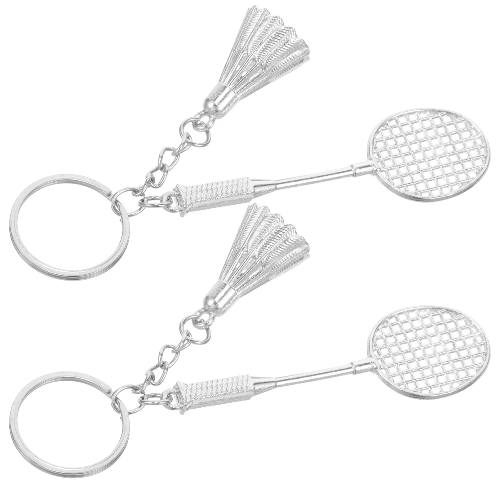 

2 Pcs Metal Keychain Backpack Hanging Adorns Badminton Pendant Keyrings The Gift Pendants