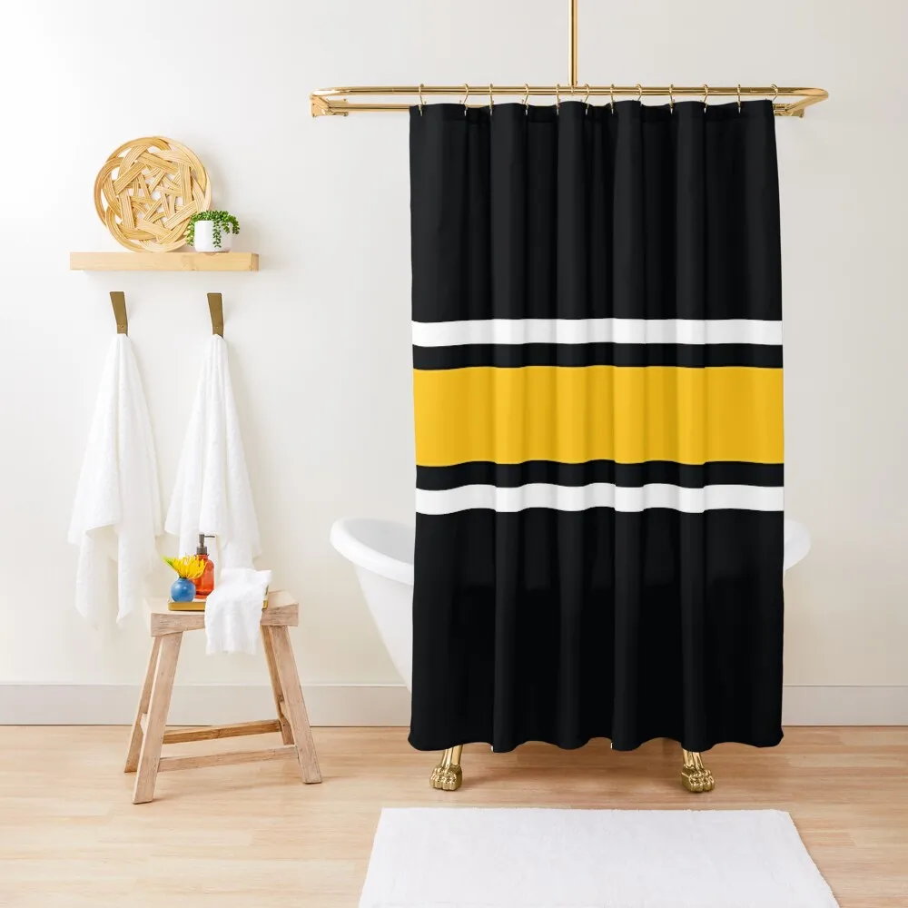 

Black, White, & Yellow Power Stripe Shower Curtain Modern Showers For Bathroom Curtains For Bathrooms