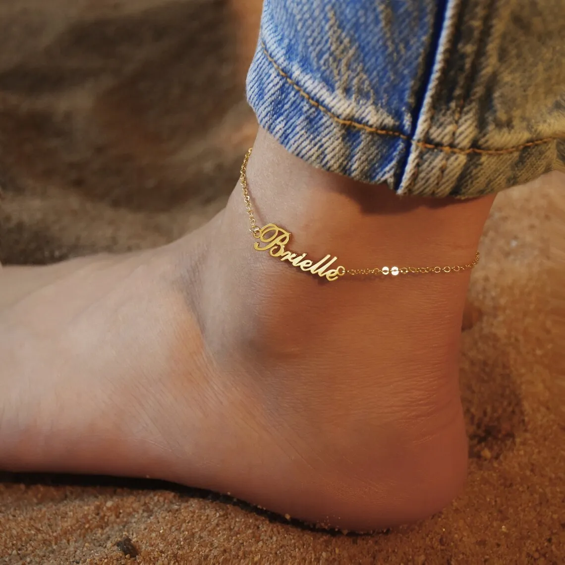 

Personalized Summer Beach Jewellery Stainless Steel Custom Name Anklet Minimalist Women Nameplate Accessories Best Friend Gifts