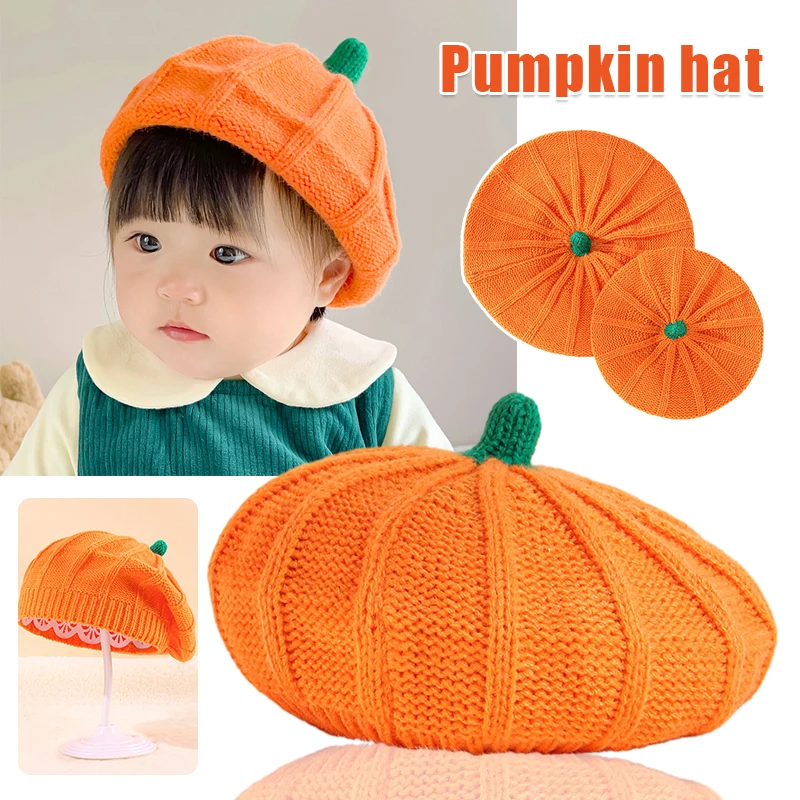 

Halloween Decoration Pumpkin Hat Winter Warm Knitted Cute Adult Children Soft Beret Beanie Hat Halloween Party Dress Up Hat