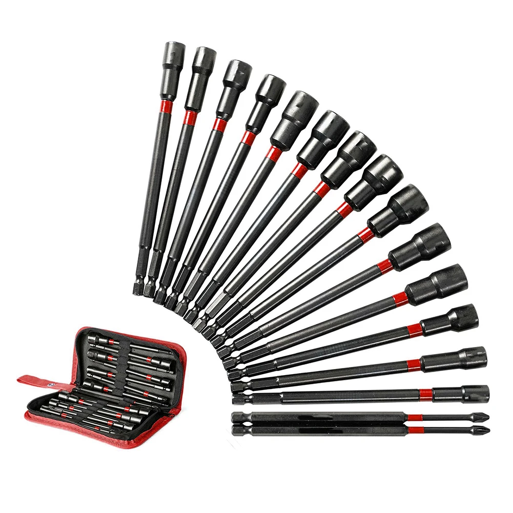 16pcs 6Inch Long Shank Magnetic 1/4 Hex Shank Nut Driver Set For Impact Drill Socket Long Nut Magnetic Nut Driver Hand Tools
16pcs 6Inch Long Shank Magnetic 1/4 Hex Shank Nut Driver Set For Impact Drill Socket Long Nut Magnetic Nut Driver Hand Tools