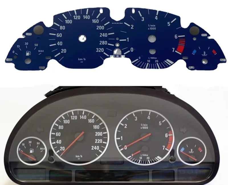 

Speedo Gauge Dials Face For BMW E53 X5 E38 E39 Instrument Cluster Tacho Overlay 320KM/H