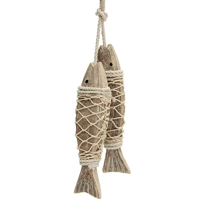 

Vintage Mediterranean Retro Hanging Fish Ornament Wooden Pendant Hand Carved Wall Hanging Decor Wood Fish Home Decoration Crafts