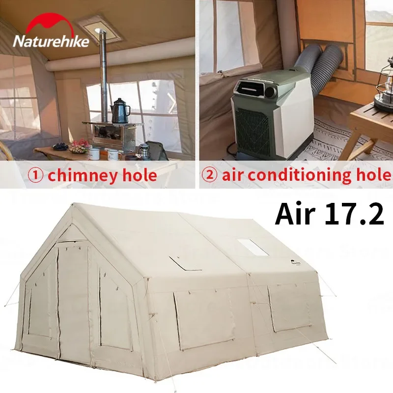 

Naturehike Air 17.2 Inflatable Camping Tent Luxury Waterproof Cotton Air Tent For 4 People Family Outdoor Trip With Chimney Hole