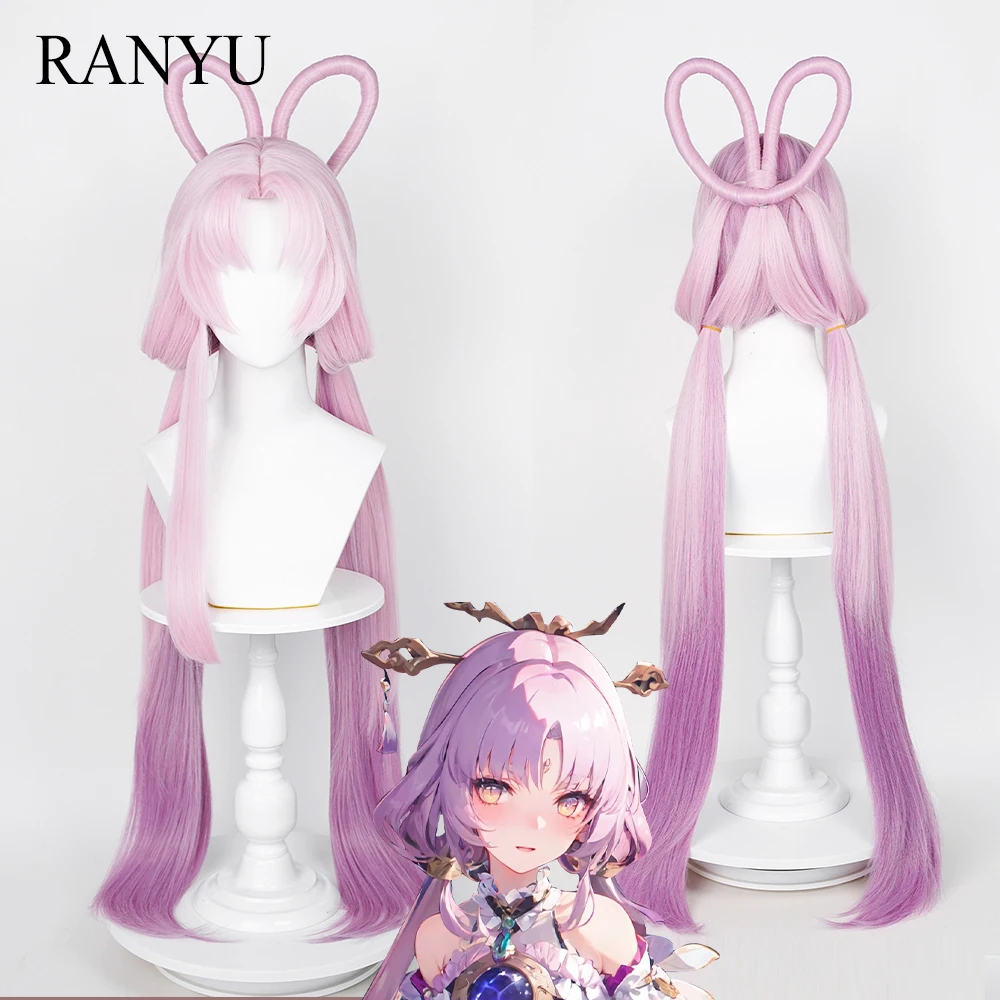 

RANYU Game Honkai: Star Rail Fu Xuan Cosplay Wigs Synthetic Long Pink Purple Gradient Ombre Straight Hair Wig for Party