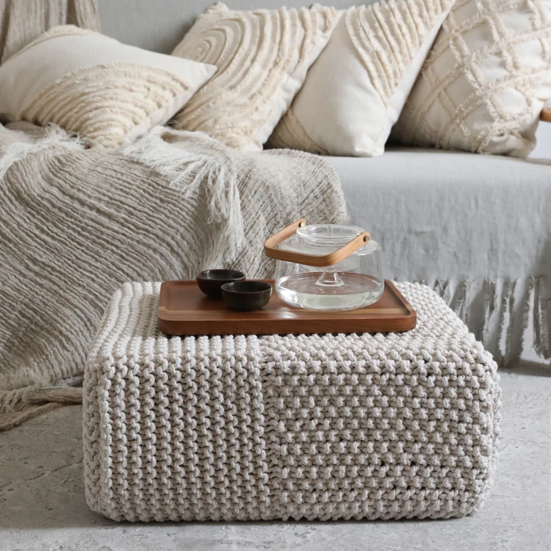 Customized Cotton Rope Hand-woven High-density Sponge Cushion Bay Window Soft Bag Coffee Table Pouf Furniture
Customized Cotton Rope Hand-woven High-density Sponge Cushion Bay Window Soft Bag Coffee Table Pouf Furniture