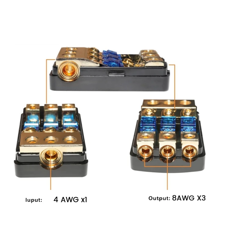 3 Way ANL Fuse Holder Fuse Holder 4 Gauge In To 8 Gauge Out For Car Truck Boat Marine Audio Amplifier
3 Way ANL Fuse Holder Fuse Holder 4 Gauge In To 8 Gauge Out For Car Truck Boat Marine Audio Amplifier