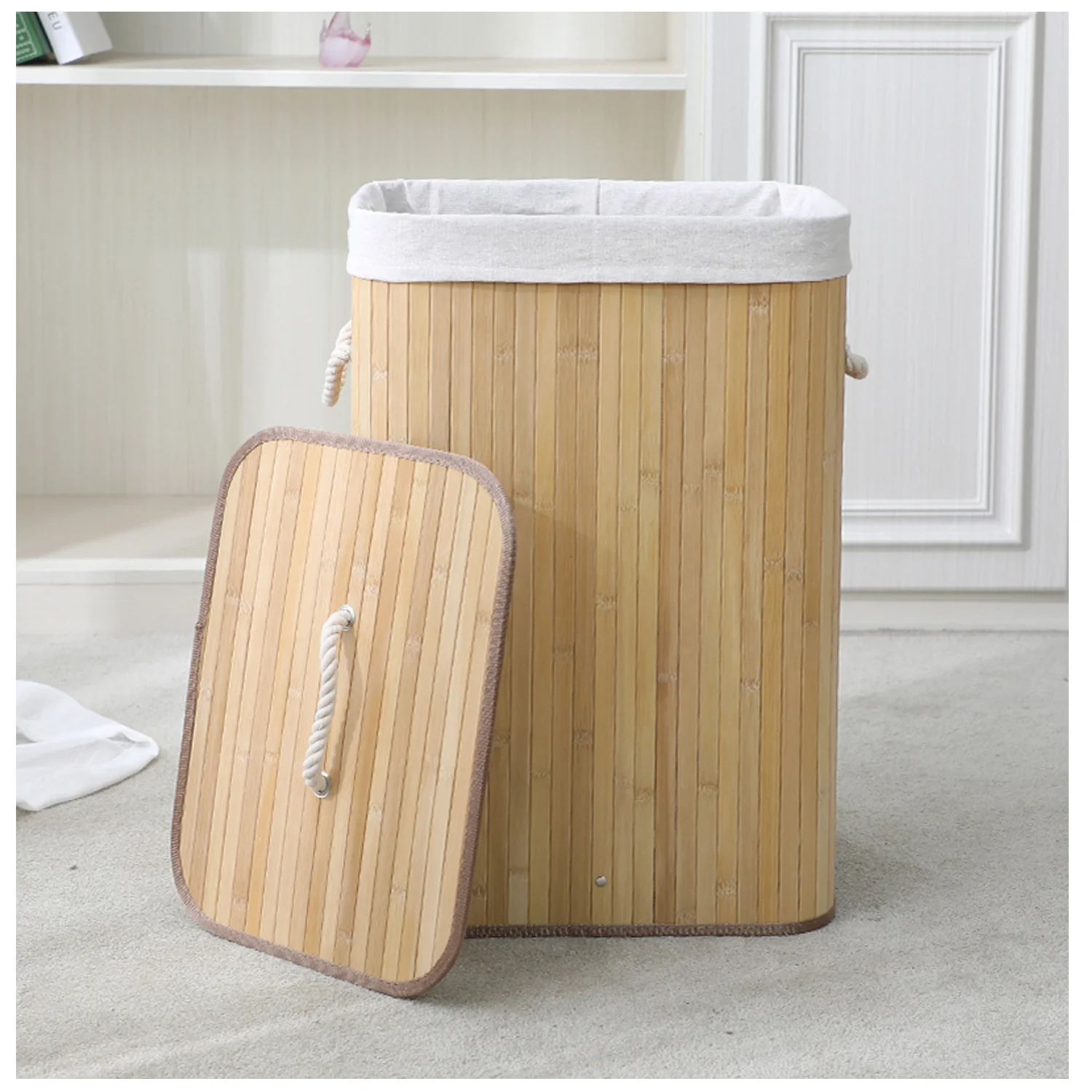 

Foldable Clothes Storage Basket Laundry Dirty Clothes Storage Bucket Bamboo Basket Clothes Container Organizer Storage