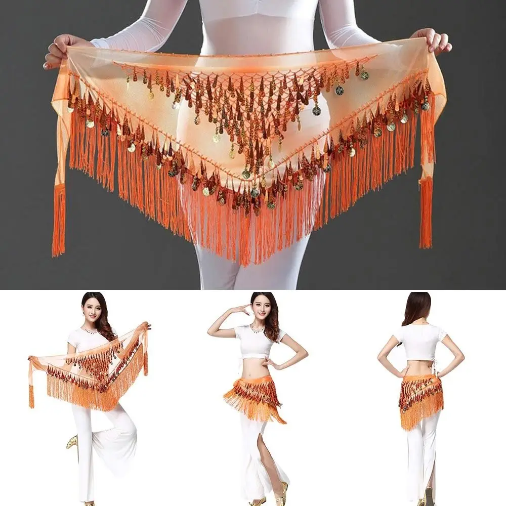 

Thailand/India/Arab Dancer Skirt Women Sexy Belly Dance Hip Scarf Wrap Belt Dancer Skirt Female Show Costumes Sequins Tassels