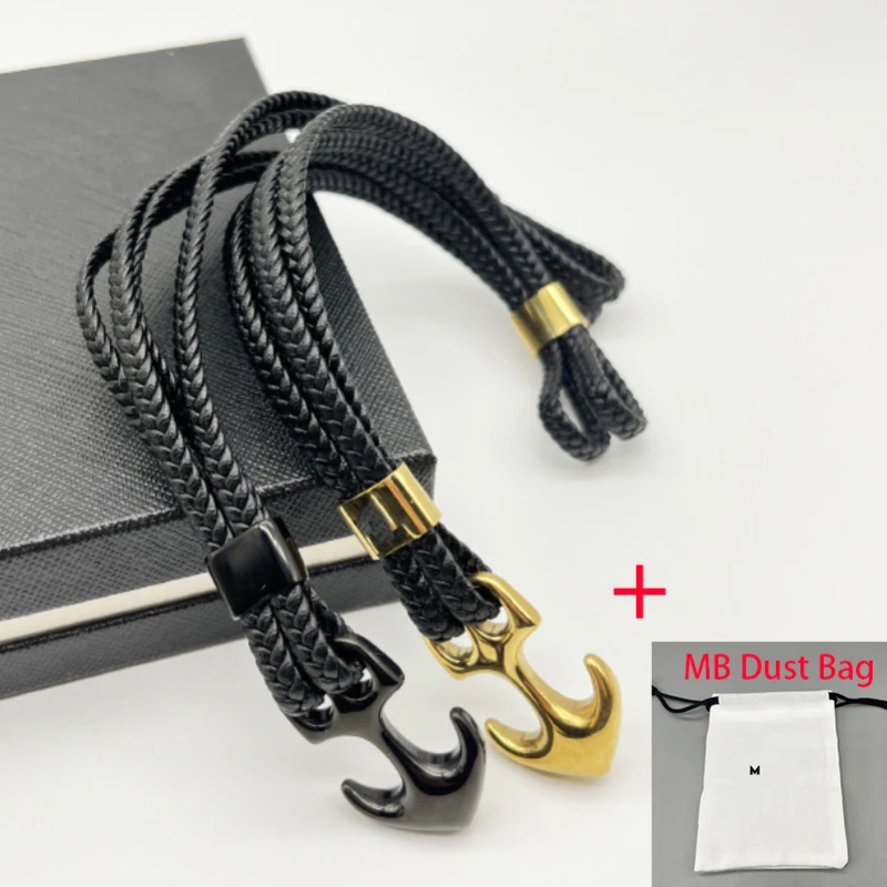 YAMALANG MB Stainless Steel Ship Anchor Leather Bracelet For Men Vintage Woven With Dust Bag
YAMALANG MB Stainless Steel Ship Anchor Leather Bracelet For Men Vintage Woven With Dust Bag