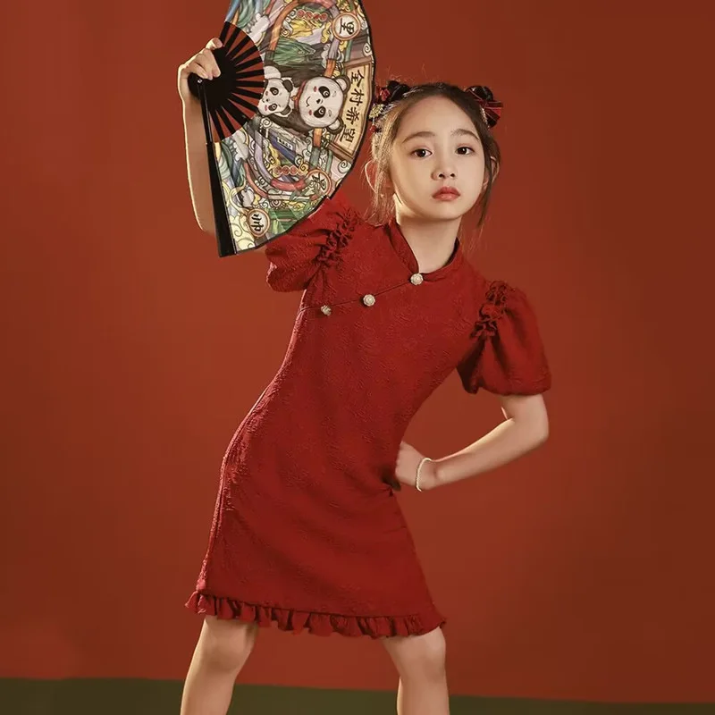 

Юбка для девочек, новинка 2024, летняя юбка принцессы, модная простая повседневная юбка с коротким рукавом для крупных детей в иностранном стиле