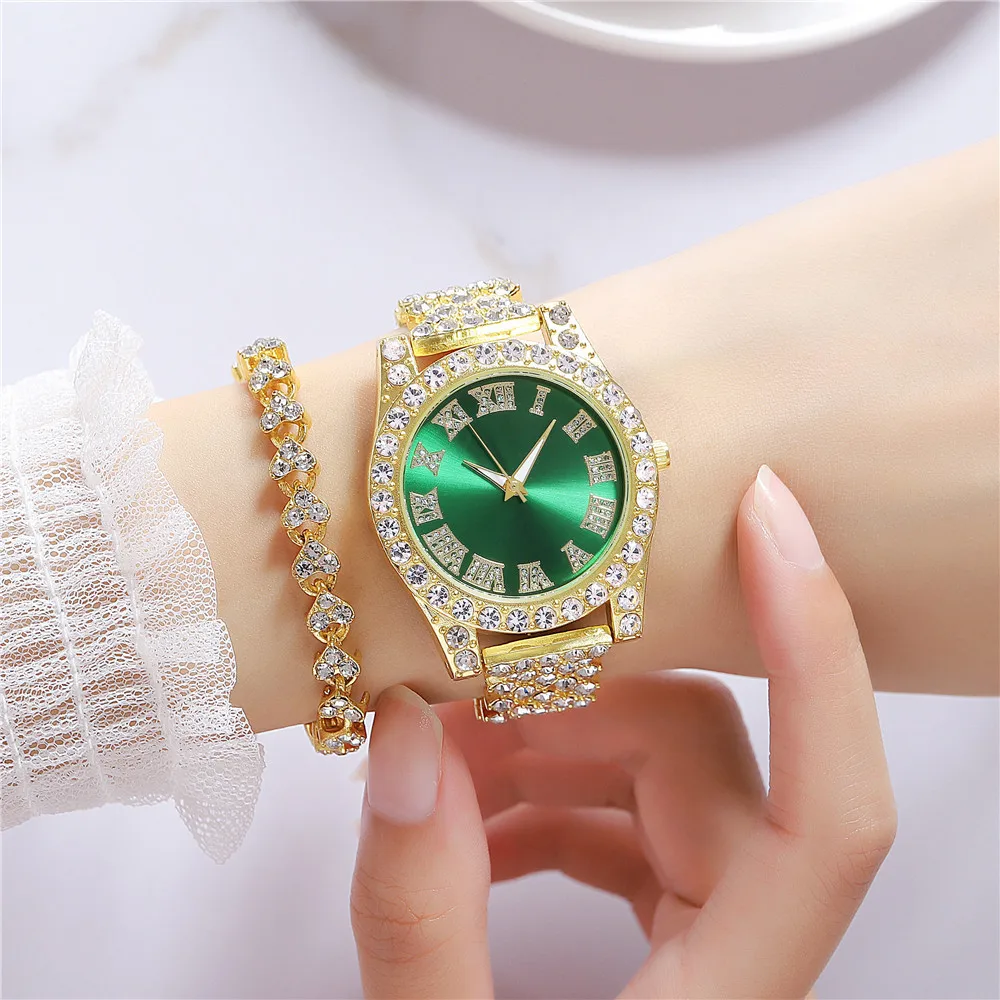 Luxury Rhinestone Roman Scale Women's Steel Strap Watch New Trend Full Star with Rhinestones Quartz Temperament Bracelet Watch
Luxury Rhinestone Roman Scale Women's Steel Strap Watch New Trend Full Star with Rhinestones Quartz Temperament Bracelet Watch