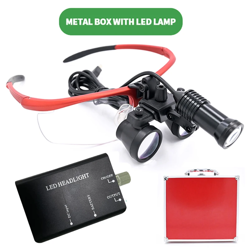 2.5X/3.5X 420 mm Dental Loupe Magnifier Binocular Magnifier Surgery Surgical Operation Loupe with Spotlight Head Light
2.5X/3.5X 420 mm Dental Loupe Magnifier Binocular Magnifier Surgery Surgical Operation Loupe with Spotlight Head Light