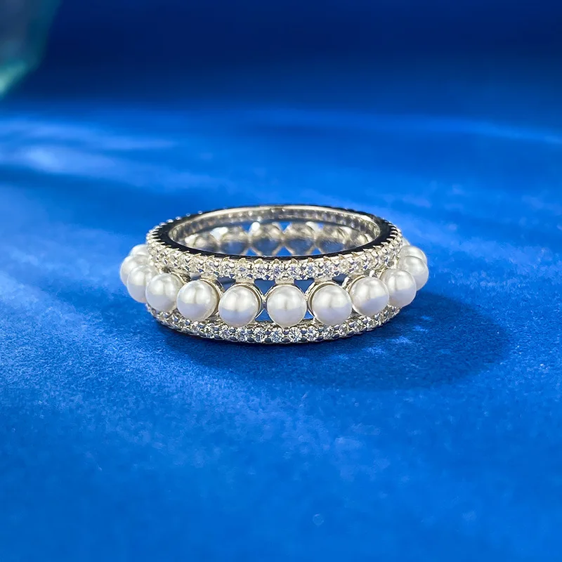 

Женское кольцо из серебра S925 пробы, элегантное и уникальное обручальное кольцо с жемчугом, в европейском и американском стиле
