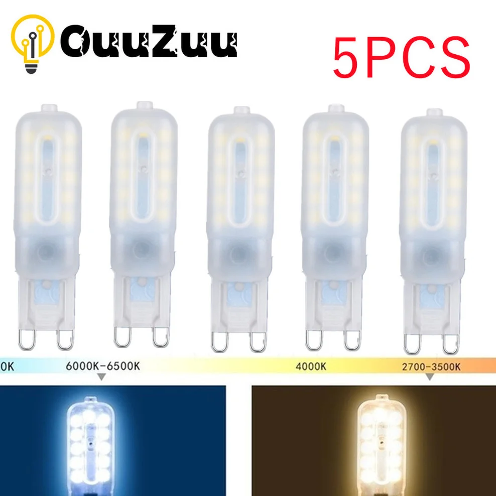 

5pcs/lot G9 LED Corn Light 220V SMD 2835 Bulb Spotlight For Chandelier Replace 30W 40W 50W Halogen Lamp 14LEDs 22LEDs