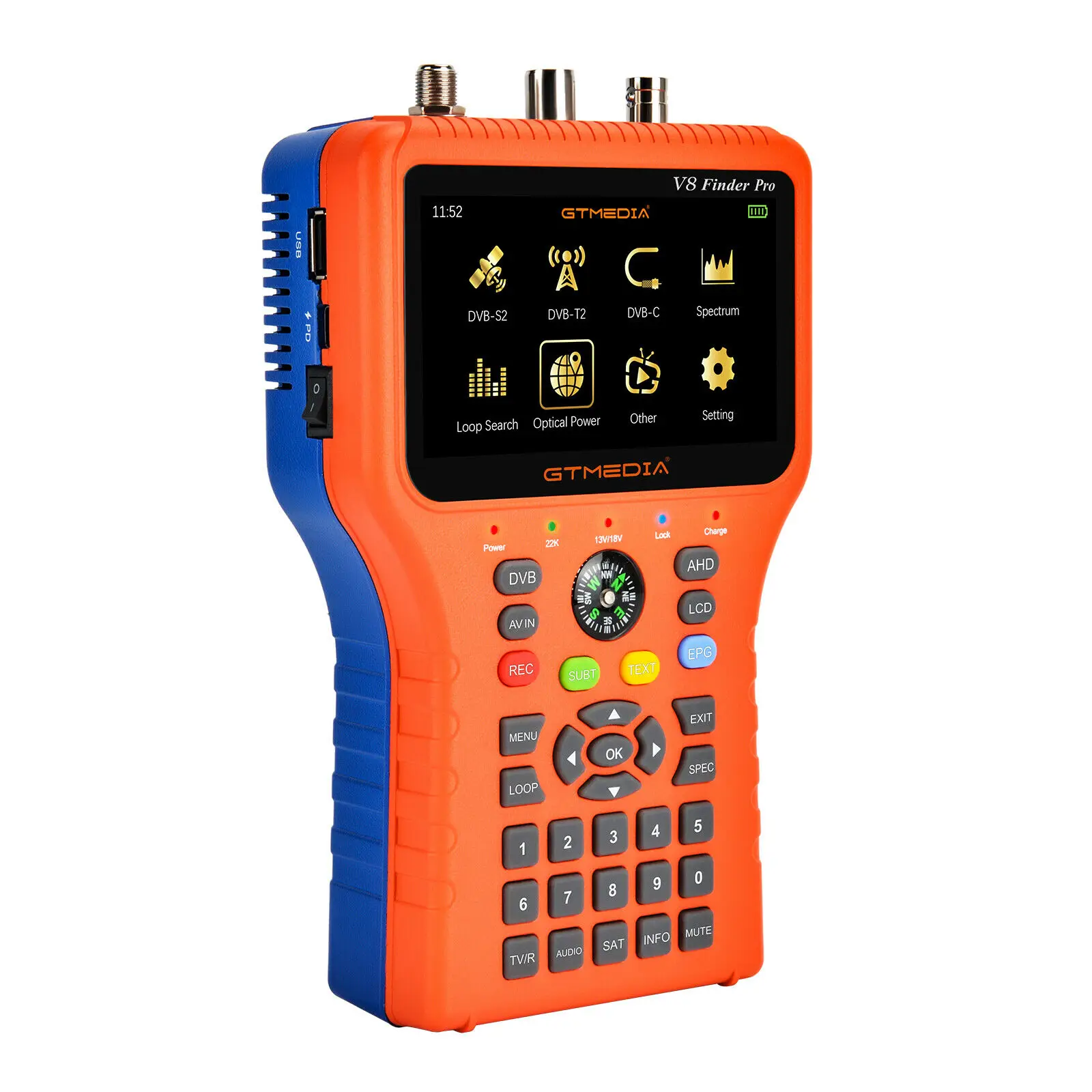 DVB-S2X/S2/S/T2/T/C/ATSC H.265 Constellation Spectrum analyzer NEWCAM, MGCAM FTA COMBO Digital V8 Pro Satellite Finder
DVB-S2X/S2/S/T2/T/C/ATSC H.265 Constellation Spectrum analyzer NEWCAM, MGCAM FTA COMBO Digital V8 Pro Satellite Finder
