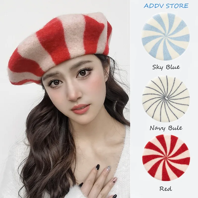 Y2k Women's Pure Wool Beret Large Size Rainbow Stripe Candy Color Painter Hat Parent-child Cute Autumn and Winter Hat
Y2k Women's Pure Wool Beret Large Size Rainbow Stripe Candy Color Painter Hat Parent-child Cute Autumn and Winter Hat