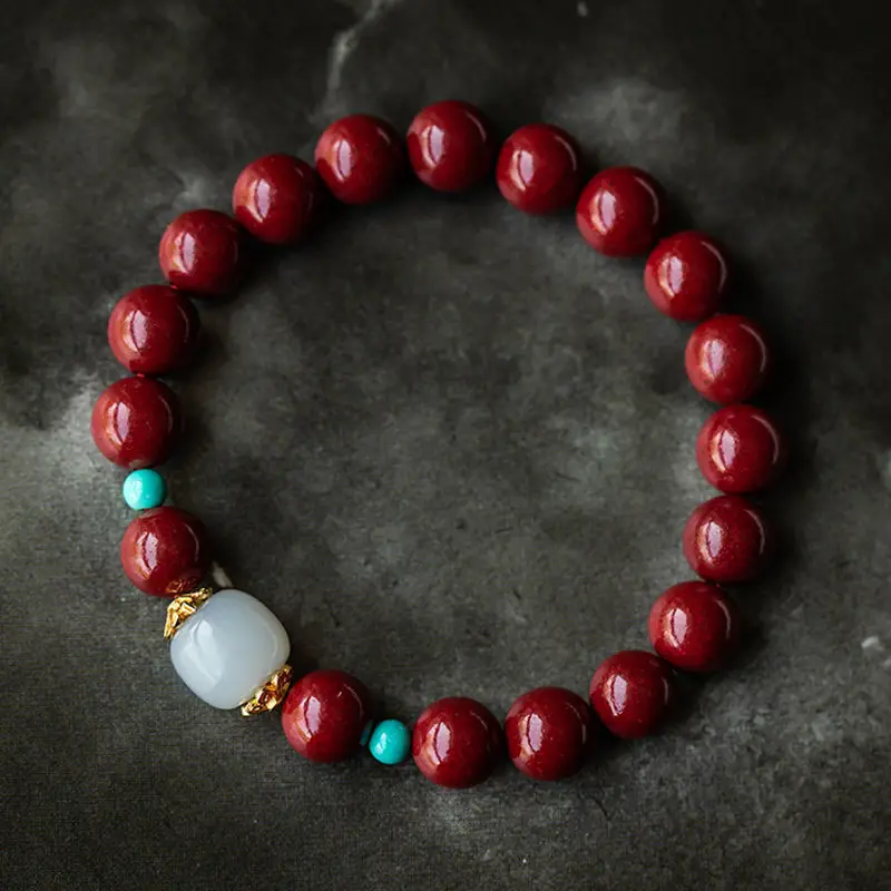 Authentic Natural Cinnabar Bracelet with Raw Vermilion Ore and Purple Goldstone Beads - Lucky Charm for Women
Authentic Natural Cinnabar Bracelet with Raw Vermilion Ore and Purple Goldstone Beads - Lucky Charm for Women