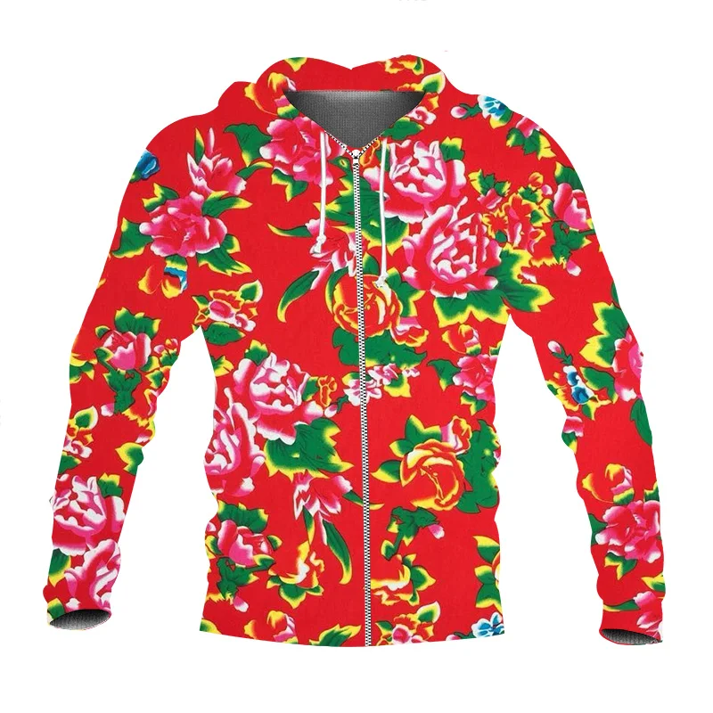 Men's Sweatshirt Zipper Pullover Woman Northeast China Style Flower Tracksuits Hoodies Autumn Fashion Man Sweatshirts Women Top
Men's Sweatshirt Zipper Pullover Woman Northeast China Style Flower Tracksuits Hoodies Autumn Fashion Man Sweatshirts Women Top