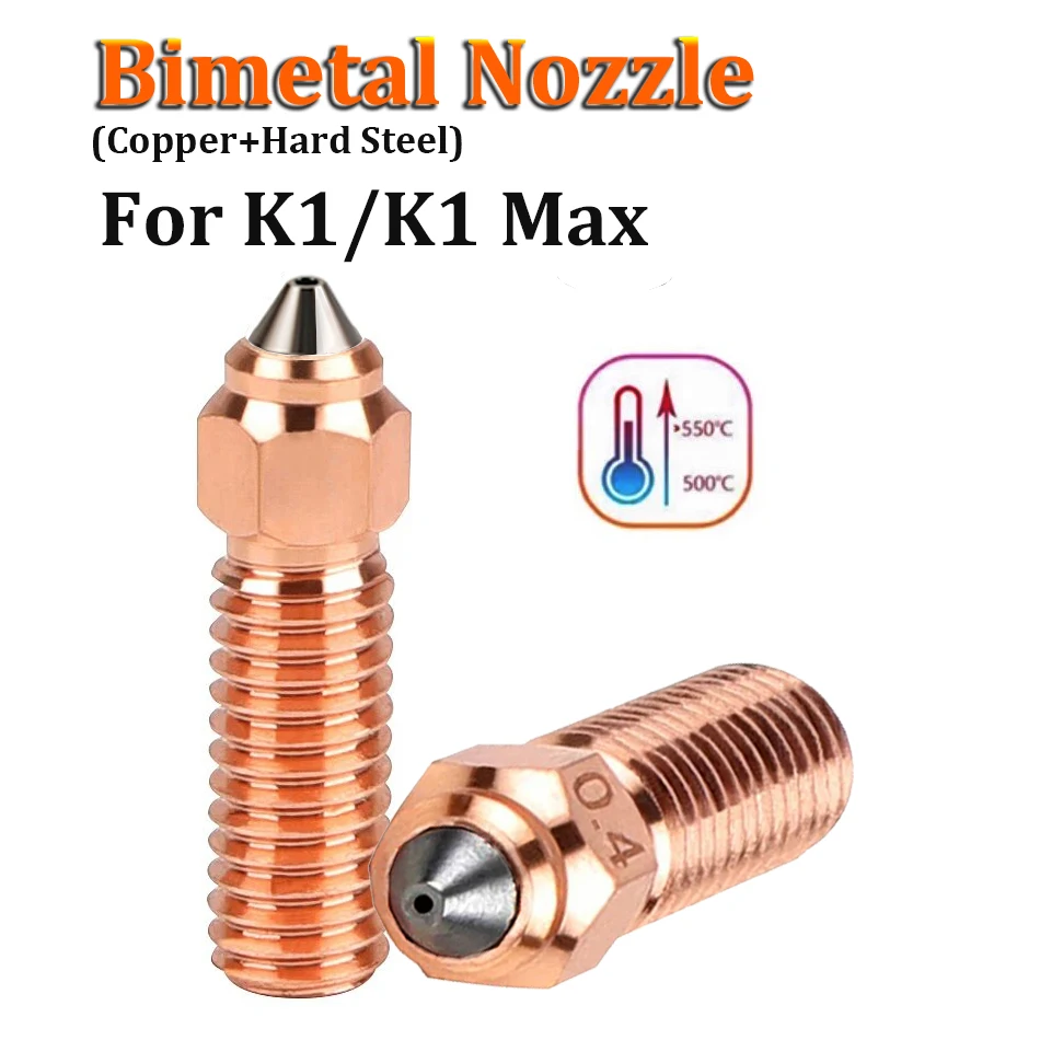 

Bimetal Nozzle For Creality K1 K1 MAX 3D Printer Copper Plated Hardened Steel Nozzle 0.4mm For K1 K1 MAX 3D Printer Parts