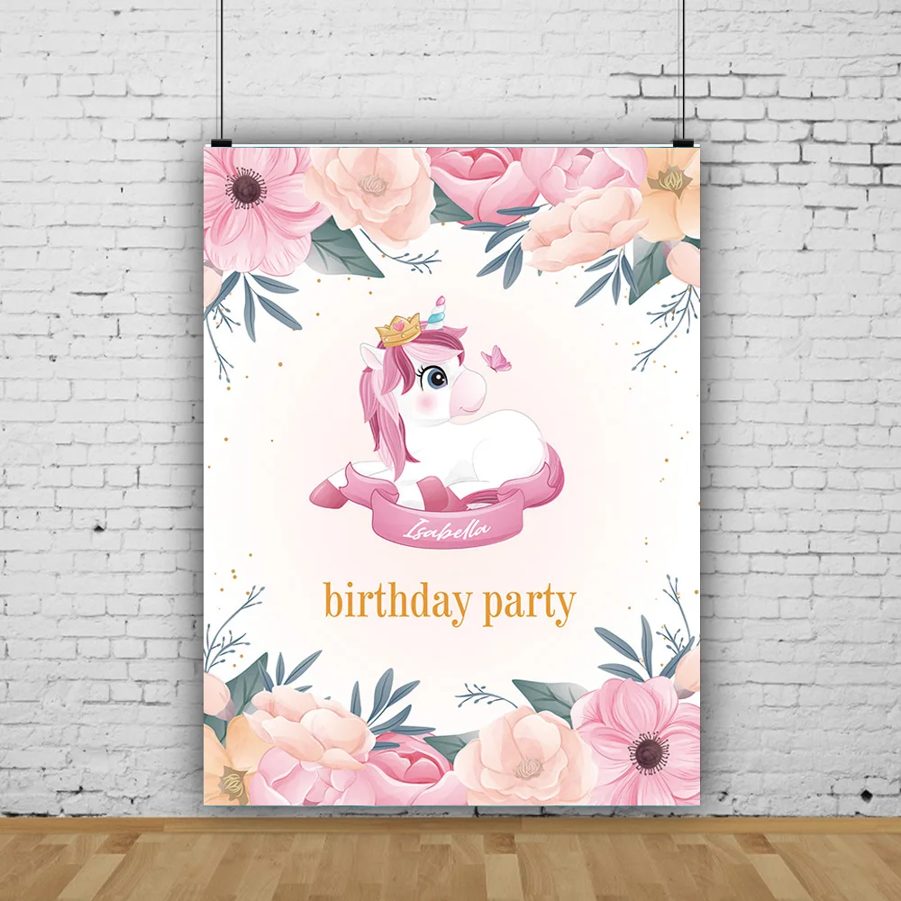 

Colorful Unicorn Birthday Party Flowers Rainbow Animal Newborn Photography Background Props DJS-02