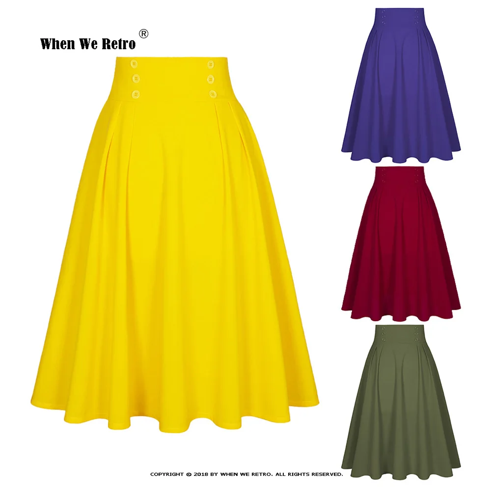 Women's Vintage Pleated Skirt Solid Color Mid-length S-2XL Casual Preppy A Line Yellow Red 50s 60s Retro Summer Skirts SS0037
Women's Vintage Pleated Skirt Solid Color Mid-length S-2XL Casual Preppy A Line Yellow Red 50s 60s Retro Summer Skirts SS0037