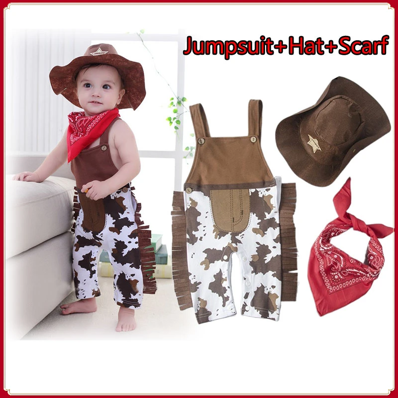 

Комплект одежды для маленьких мальчиков, ковбойский костюм с шапкой для малышей и малышей, наряд для сафари для маленьких мальчиков, предметы одежды для новорожденных
