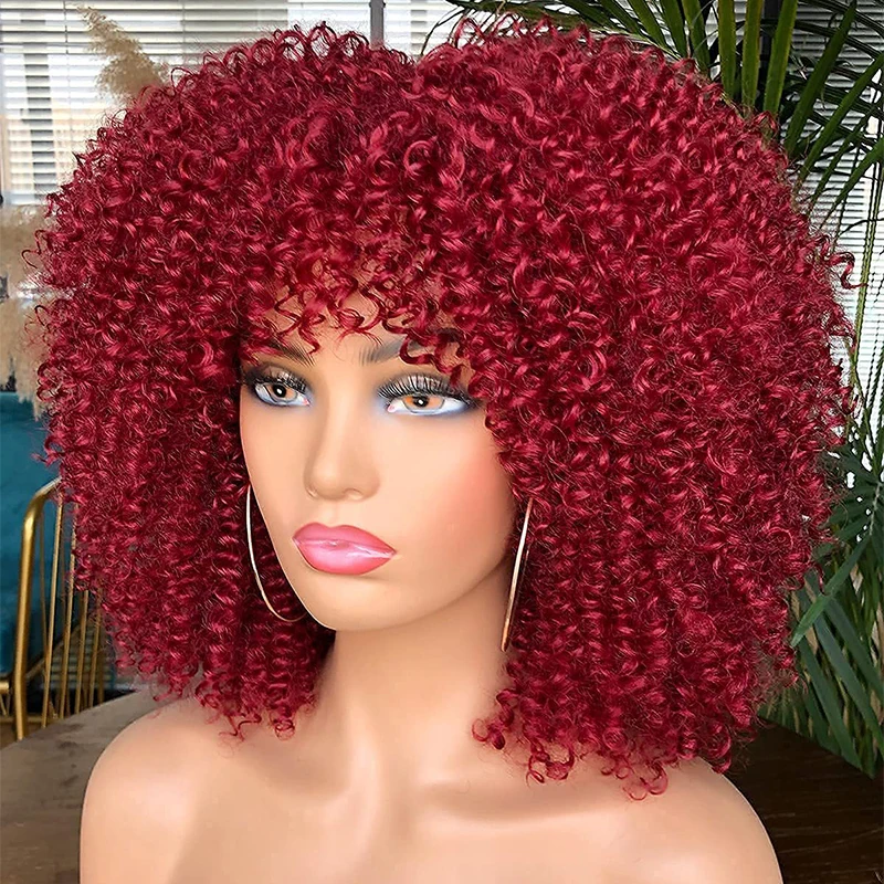 Generic Short Hair Afro Kinky Curly Bob Wigs For Black Women Fluffy Deep Best Price Online