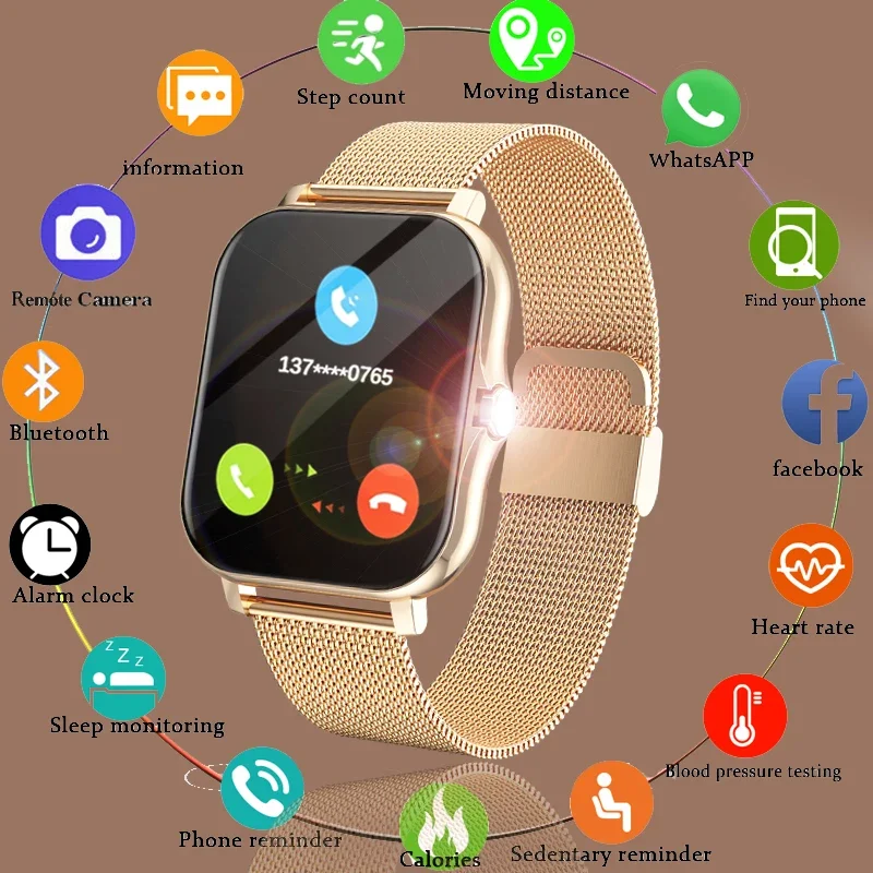 

Новинка 2024, женские умные часы, мужские часы с цветным экраном 1,69 дюйма, фитнес-трекер с поддержкой Bluetooth, Смарт-часы для женщин