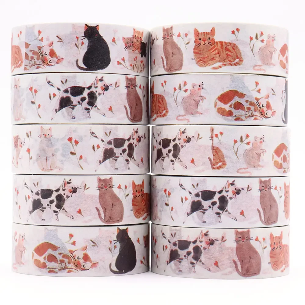 NEW 10pcs/lot 15mm x 10m Valentine Floral Lovely Cats Tape Masking Adhesive office supplies scrapbooking stationary Washi Tapes
NEW 10pcs/lot 15mm x 10m Valentine Floral Lovely Cats Tape Masking Adhesive office supplies scrapbooking stationary Washi Tapes